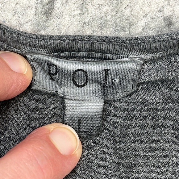 POL APPLIQUÉ EMBROIDERED SLEEVELESS V NECK BOHO BLOUSE TANK GRAY WASHED SZ LG - Picture 7 of 11